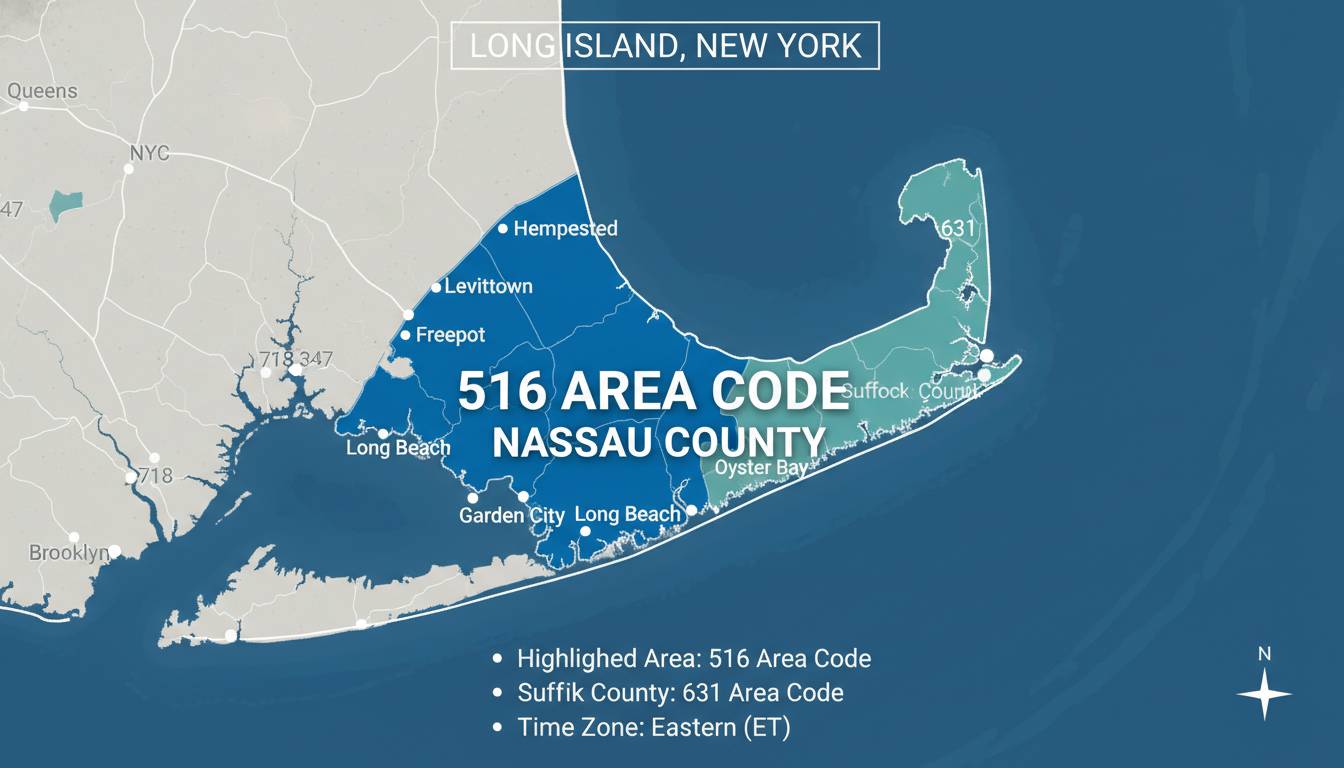 516 Area Code: Location, Map, and Key Facts