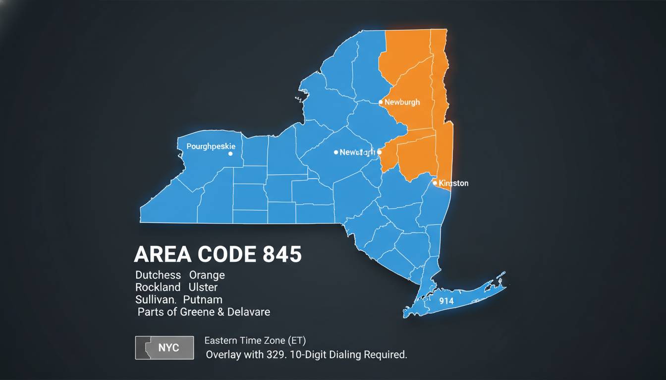 845 Area Code: Location, Cities, Map & Phone Number Information