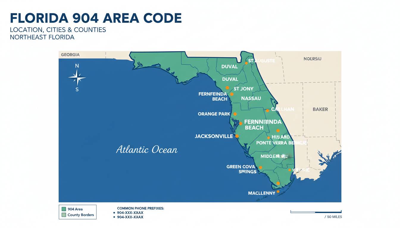 904 Area Code: Location, Map, Cities, and Phone Numbers