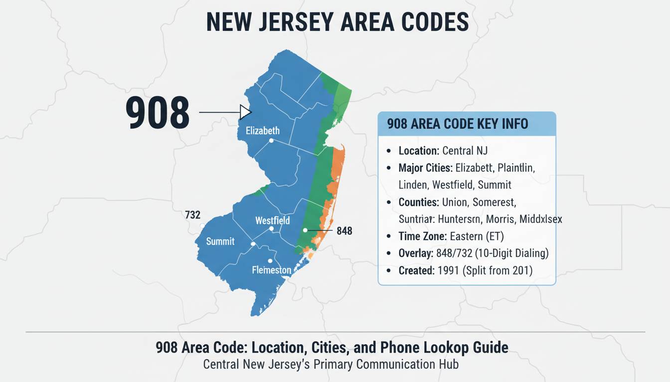 908 Area Code: Location, Cities, and Phone Lookup Guide