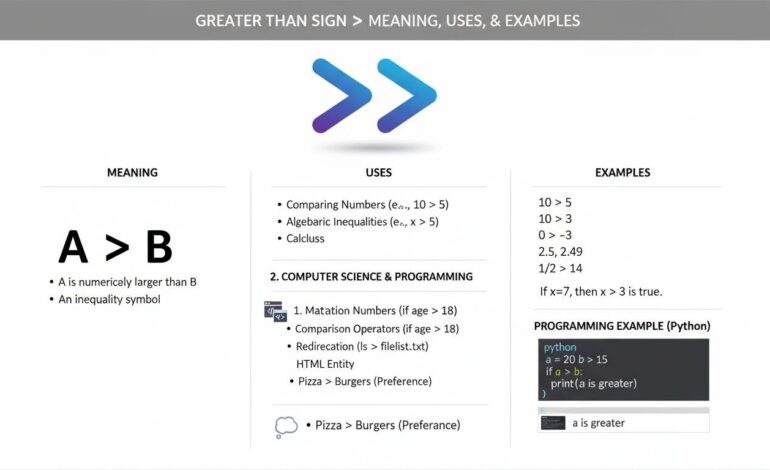 Greater Than Sign > Meaning, Uses, and Examples