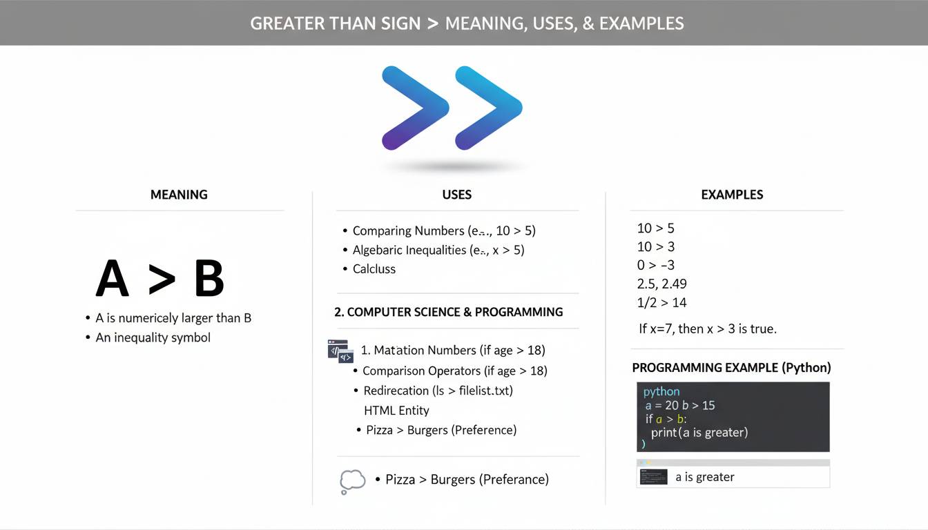 Greater Than Sign > Meaning, Uses, and Examples