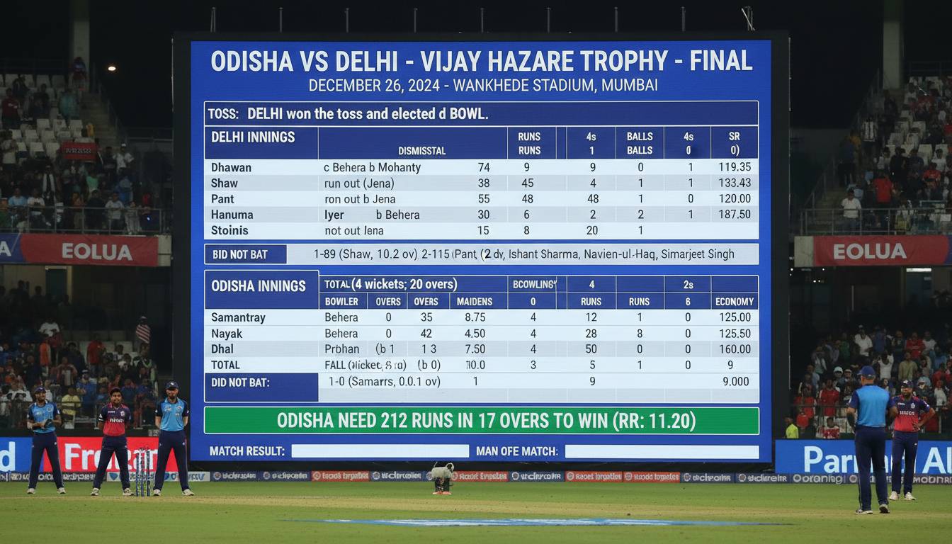 Odisha vs Delhi Cricket Match Scorecard – Full Details
