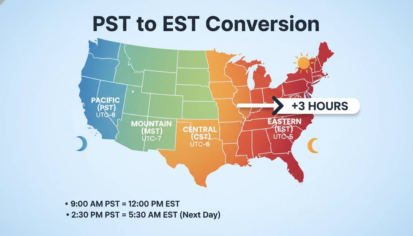 PST to EST Conversion: Pacific Time to Eastern Time Explained